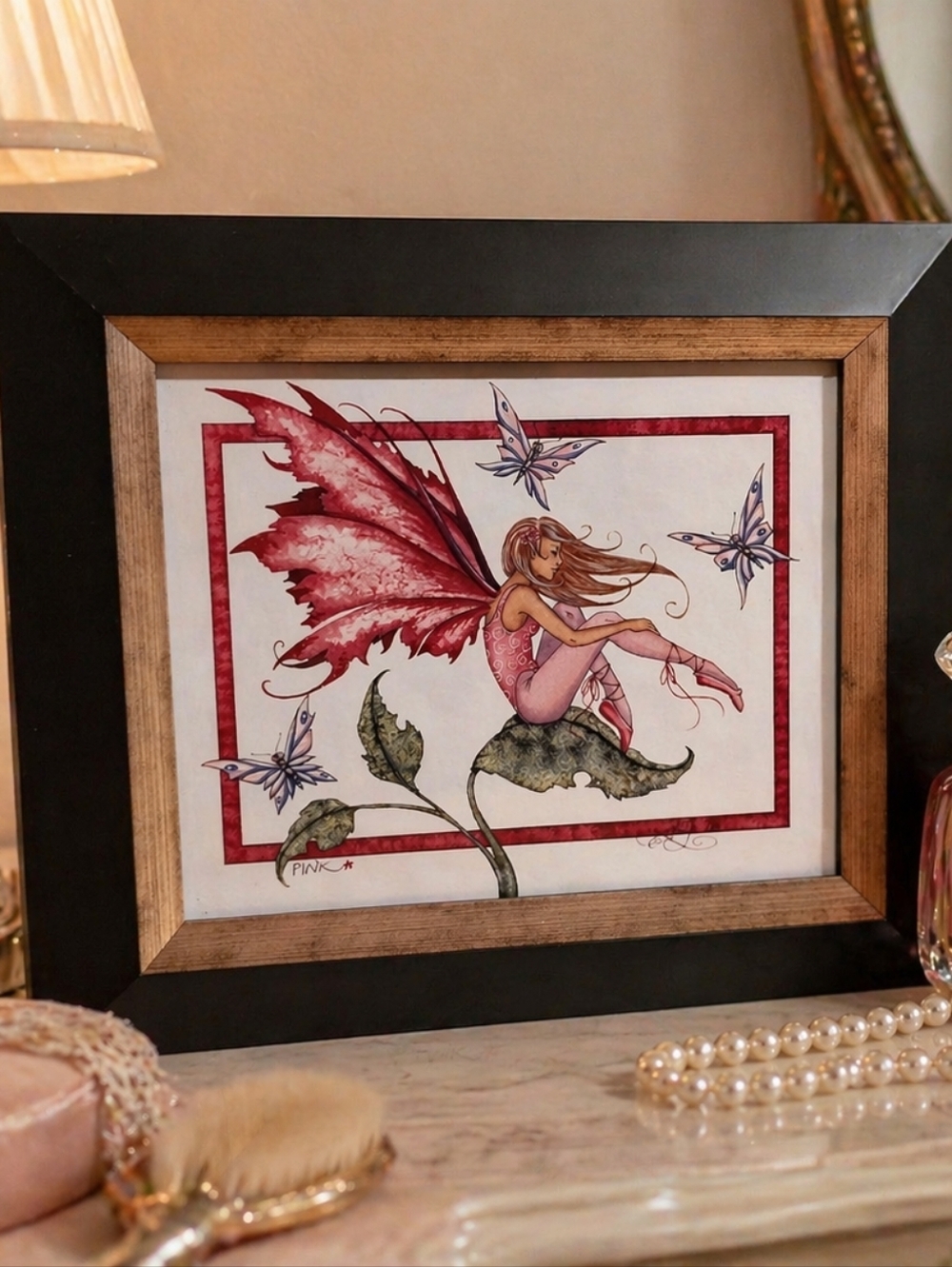 Y2K Fairycore Fairy Framed Art Print 13 1/2"×11.5" Two Toned Frame
